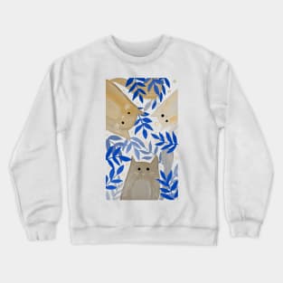 Cats and branches - blue and yellow Crewneck Sweatshirt